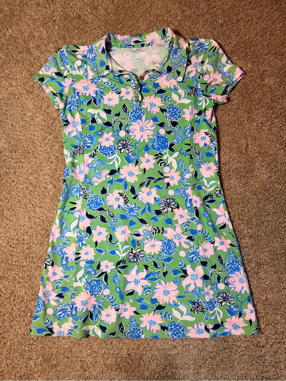 Lilly Pulitzer Medium Frida Scallop Polo Dress *GOLF TILL YOU DROP* UPF 50+